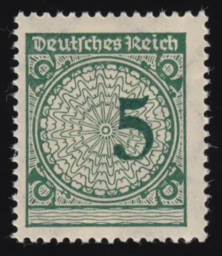 339 Korbdeckelmuster 5 Pf mit stark nach rechts verschobener Wertangabe, **