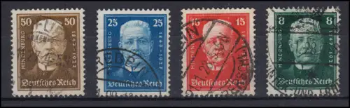 403-406 Hindenburg 1927, Satz sauber gezähnt und zeitgerecht gestempelt O