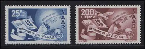 297-298 Europarat 1950 Saarland - Vorläufer Europaunion, Satz postfrisch **