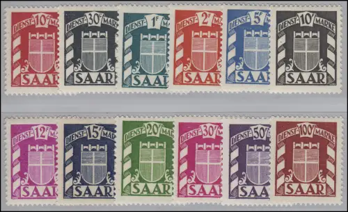 33-44 Dienstmarken Saarland - Satz 12 Werte ** postfrisch komplett