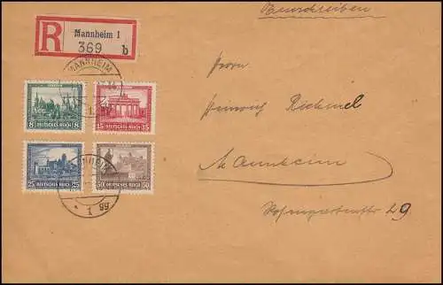 450-453 Nothilfe 1930 Satz auf FDC 1.11.30 auf R-Brief MANNHEIM