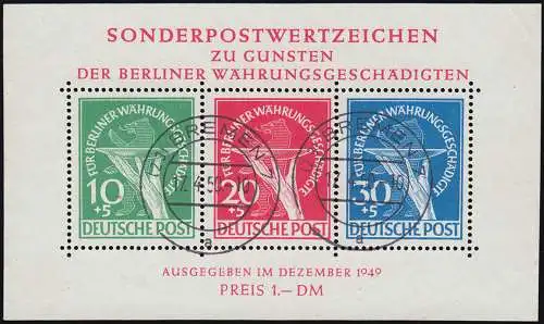 Block 1 Währungsgeschädigte - zeitgerechter Tagesstempel Bremen 17.4.50