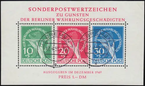 Block 1 Währungsgeschädigte - zeitgerechter Tagesstempel Bremen 17.4.50