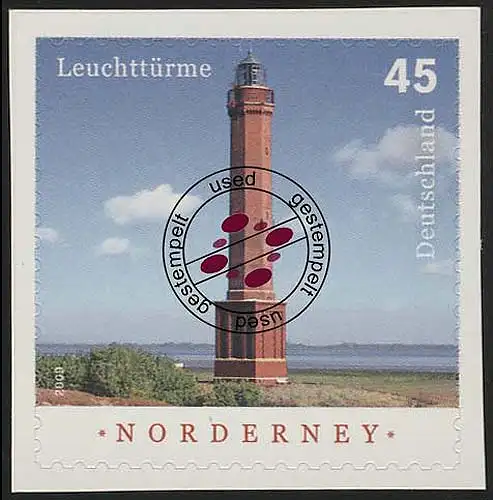 2875 Leuchtturm Norderney SELBSTKLEBEND aus MH 86, gestempelt O