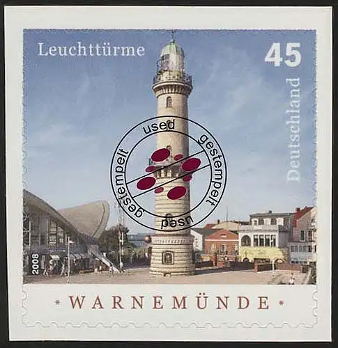 2876 Leuchtturm Warnemünde SELBSTKLEBEND aus MH 86, gestempelt O