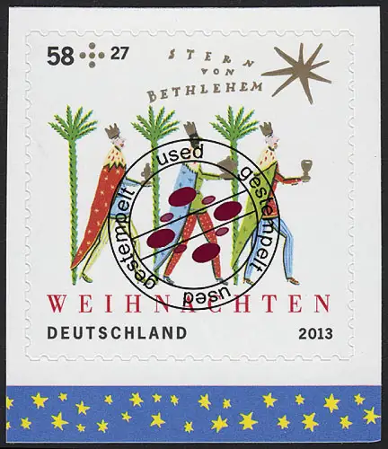3040 Weihnachten 2013, SELBSTKLEBEND aus Markenheftchen 94, bedarfsgestempelt O