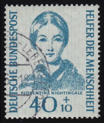 225 Helfer der Menschheit 40+10 Pf Nightingale, gestempelt O, geprüft BPP