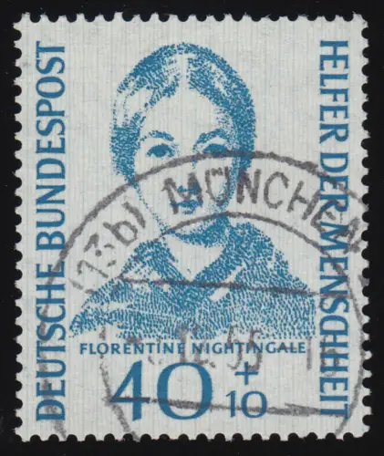 225 Helfer der Menschheit 40+10 Pf Nightingale, gestempelt O, geprüft BPP