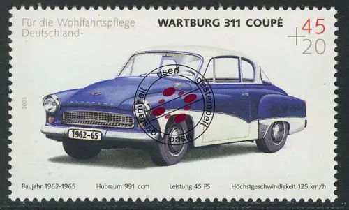 2362 Wohlfahrt Oldtimer 45+20 C Wartburg 311, gestempelt O