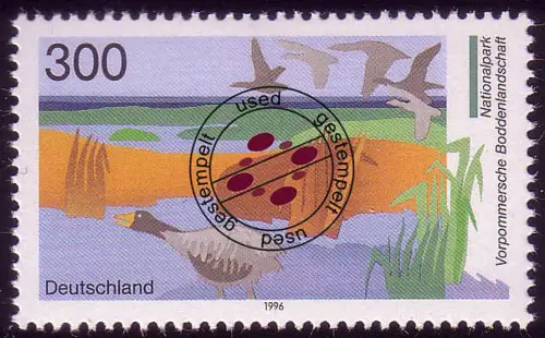 1873 National- und Naturparks Boddenlandschaft 300 Pf aus Block 36, gestempelt O