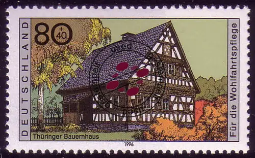 1884 Bauernhäuser 80+40 Pf Thüringen, gestempelt O