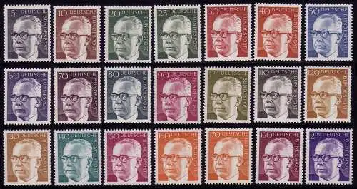 635 ff Heinemann 21 Werte, kompletter Satz postfrisch ** / MNH