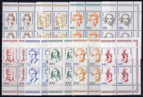 1433ff Frauen aus Zehnerbogen in DM 9 Werte Vbl rechts, postfrisch **