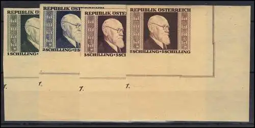 Österreich 772-775B Karl Renner, auf gelbem Japanpapier, UNGEZÄHNT, Satz **