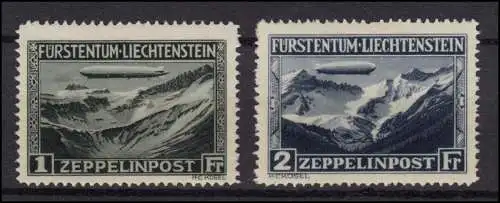 114-115 Liechtenstein-Fahrt des Luftschiffes LZ127 Graf Zeppelin, ungebraucht