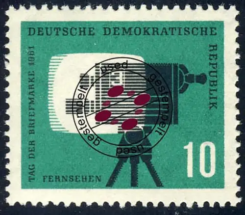 861 Tag der Briefmarke Fernsehkamera 10 Pf, gestempelt O