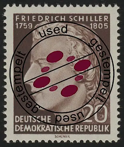 466A Friedrich Schiller 20 Pf, gezähnt, gestempelt O