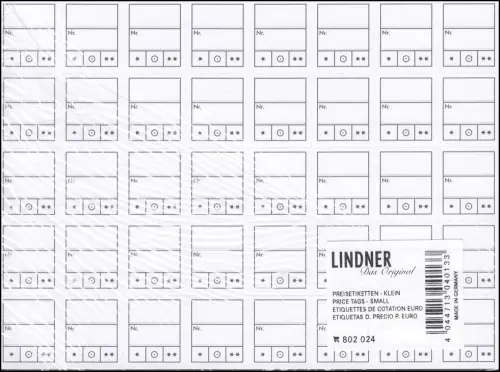 LINDNER Preisetiketten, klein 20 x 22 mm + Rand, Packung mit 1000 Stück