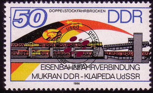 3052 Eisenbahnfährverbindung Doppelstockfährbrücken, gestempelt O