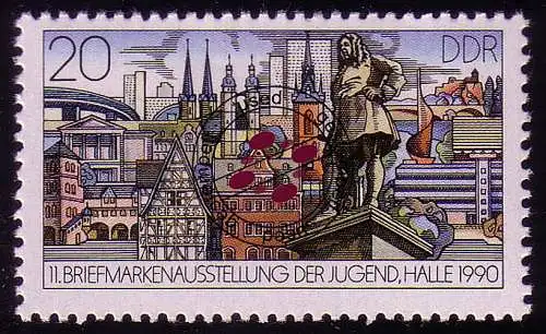 3339 Briefmarkenausstellung der Jugend 20 Pf Halle, gestempelt O