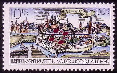 3338 Briefmarkenausstellung der Jugend 10+5 Pf Halle, gestempelt O