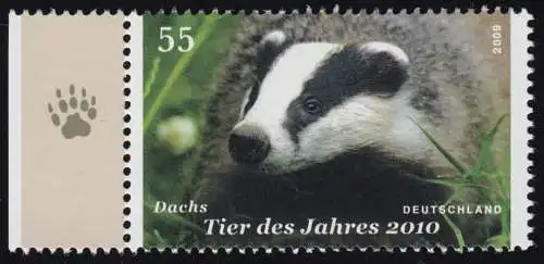 2767 Tier des Jahres 2010 - Dachs aus Bogen, postfrisch **