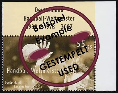 2578 Sporthilfe 55+25 C Handball-WM aus Block 70, O