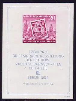 Block 10 Philatelie-Ausstellung Berlin 1954, postfrisch **