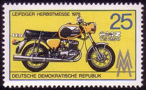 2077 Leipziger Herbstmesse 1975 25 Pf Motorrad IFA MZ TS 250, postfrisch **