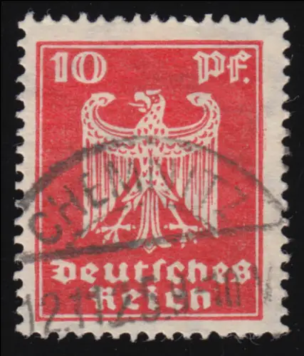 357Y Reichsadler 10 Pfennig liegendes Wasserzeichen, gestempelt O