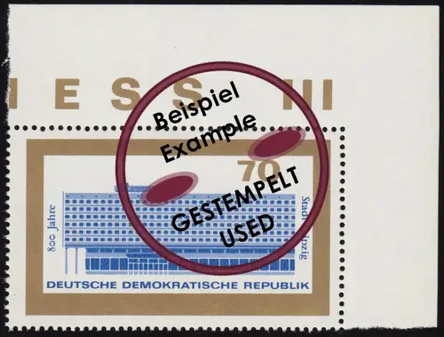 1129 800 Jahre Leipzig Hotel 70 Pf aus Block 23, gestempelt O