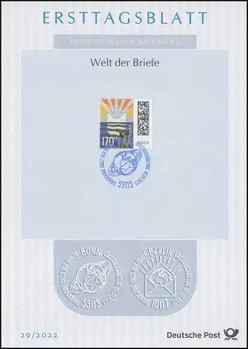 ETB 29/2022 Welt der Briefe 170 Cent, Brief im Abendlicht