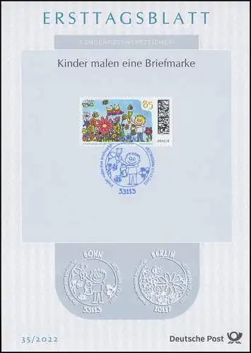 ETB 35/2022 Umweltschutz, Kinder malen Briefmarke