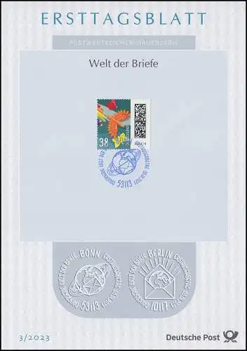 ETB 03/2023 Welt der Briefe 38 Cent, Flügelstifte