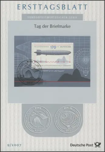 ETB 09/2007 Block 69 Tag der Briefmarke, Luftschiff, Südamerika, Graf Zeppelin