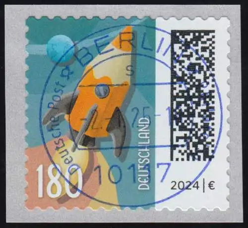 3874 Raketenpost 180 Cent sk 100er mit UNGERADER Nummer, ET-O VS Berlin 2.1.25