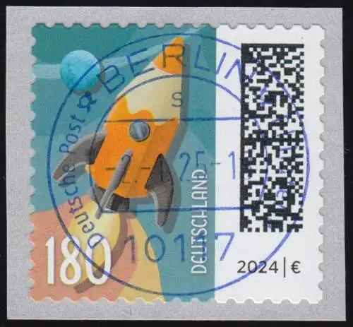 3874 Raketenpost 180 Cent sk 100er mit GERADER Nummer, ET-O VS Berlin 2.1.25