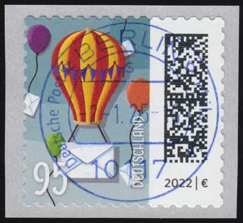 3873 Ballonpost 95 Cent sk 100er BDB mit UNGERADER Nummer, ET-O VS Berlin 2.1.25