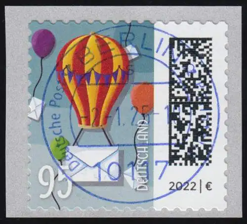 3873 Ballonpost 95 Cent sk 100er BDB mit GERADER Nummer, EV-O VS Berlin 2.1.25