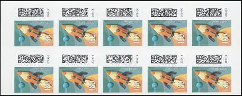 FB 143I GDL Welt der Briefe Raketenpost 180 Cent, Folienblatt 10x3874I, **