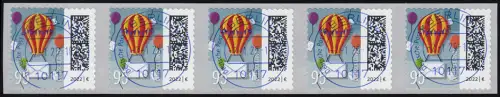 3873 Ballonpost 95 Cent sk 100er BDB 5er-Streifen UNGERADE Nummer EV-O VS Berlin