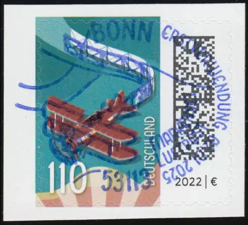 3883II Welt der Briefe 110 Cent Luftpost, SELBSTKLEBEND aus FB 144II, EV-O BONN