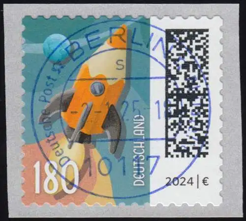 3874 Welt der Briefe 180 Cent Raketenpost, sk aus Markenbox, ET-O Berlin 2.1.25