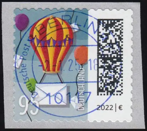 3873 Welt der Briefe 95 Cent Ballonpost, sk aus Markenbox BDB, ET-O BERLIN 2.1.