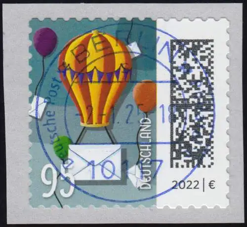 3873 Welt der Briefe 95 C. Ballonpost, sk aus Markenbox ENS, ET-O BERLIN 2.1.25