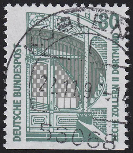 1342D u Sehenswürdigkeiten 80 Pf Zeche Dortmund, gestempelt O