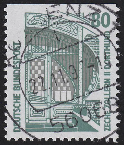 1342C u Sehenswürdigkeiten 80 Pf Zeche Dortmund, gestempelt O