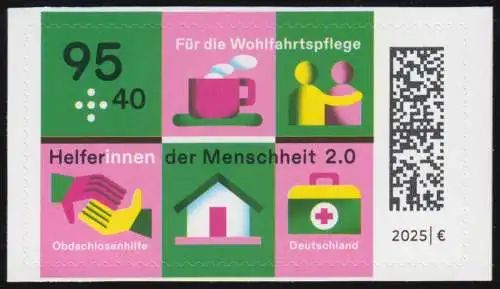 3890 Wohlfahrt 2025 Obdachlosenhilfe 95+40 Cent selbstkl. aus FB, postfrisch **