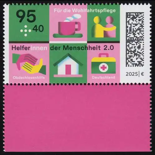 3885 Wohlfahrt 2025 Obdachlosenhilfe 95+40 Cent nasskl. aus MH, postfrisch **