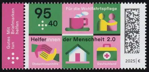 3885 Wohlfahrt 2025 Obdachlosenhilfe 95+40 Cent nasskl. aus Bogen, postfrisch **